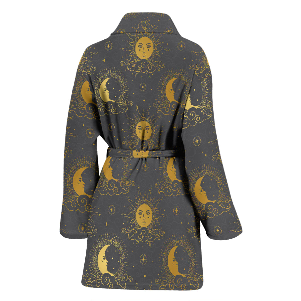 Sun Moon Print Design LKS305 Women Bathrobe