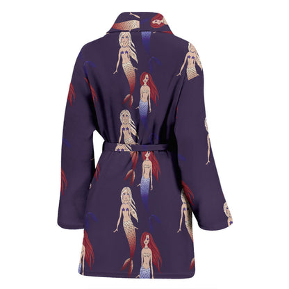 Mermaid Pattern Print Design 02 Women Bathrobe