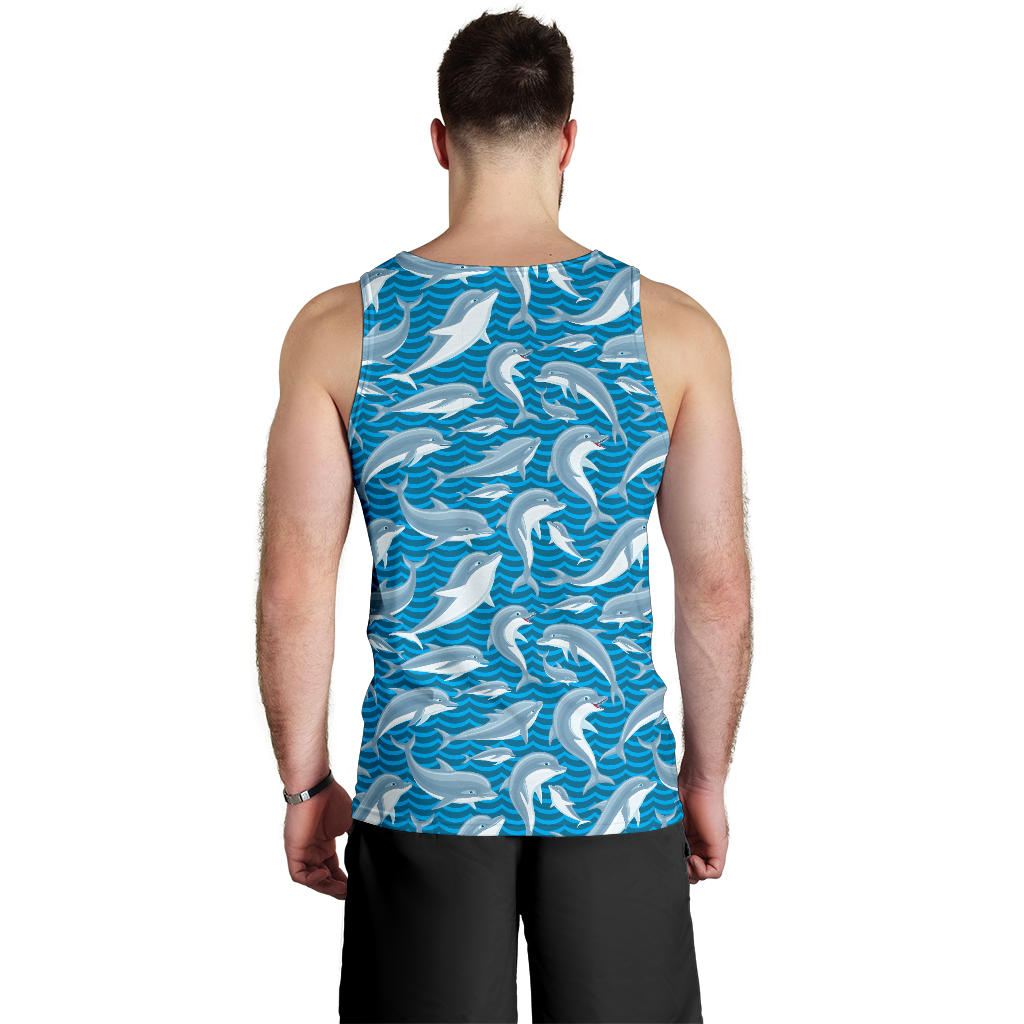 Dolphin Cute Print Pattern Men Tank Top