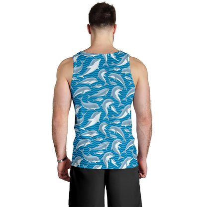 Dolphin Cute Print Pattern Men Tank Top