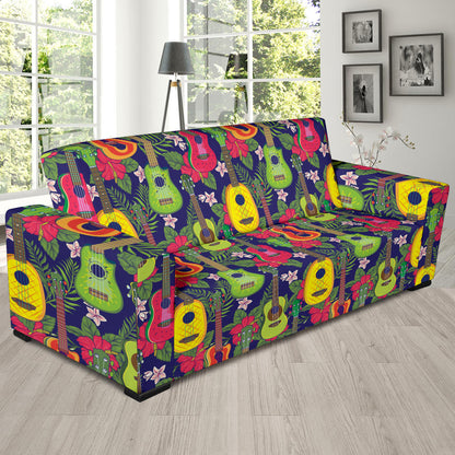 Ukulele Tropical Pattern Print Design 03 Sofa Slipcover
