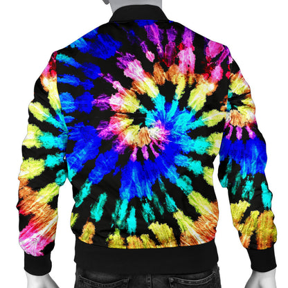 Tie Dye Rainbow Design Print Men Bomber Jacket