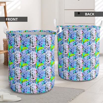 Elephant Art color Print Pattern Laundry Basket