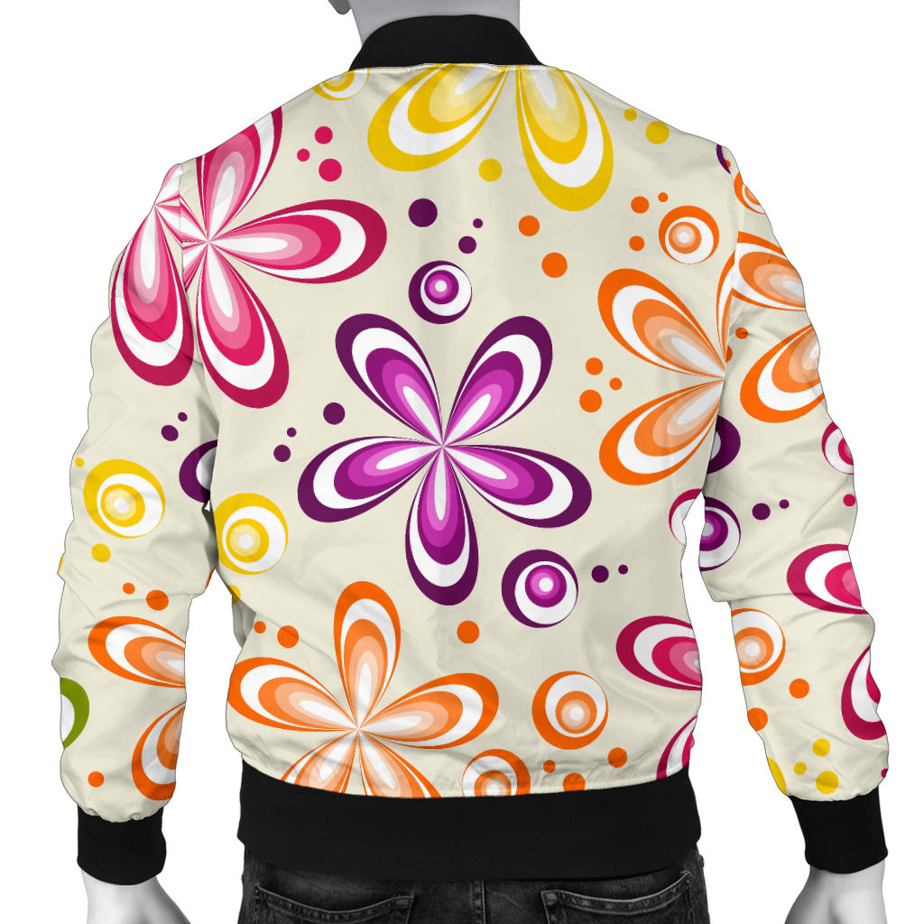 Flower Power Colorful Design Print Men Bomber Jacket