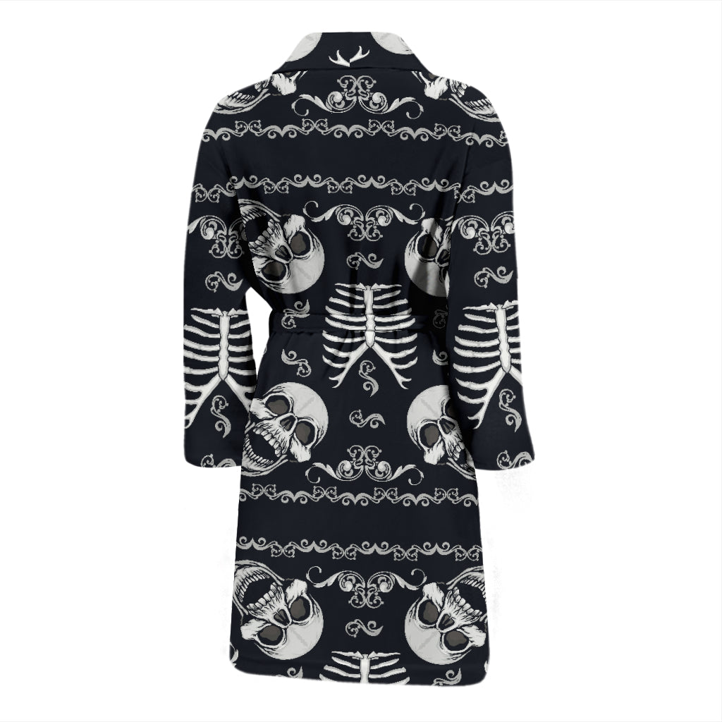 Bandana Skull Black White Print Design LKS306 Men Bathrobe