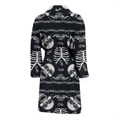 Bandana Skull Black White Print Design LKS306 Men Bathrobe