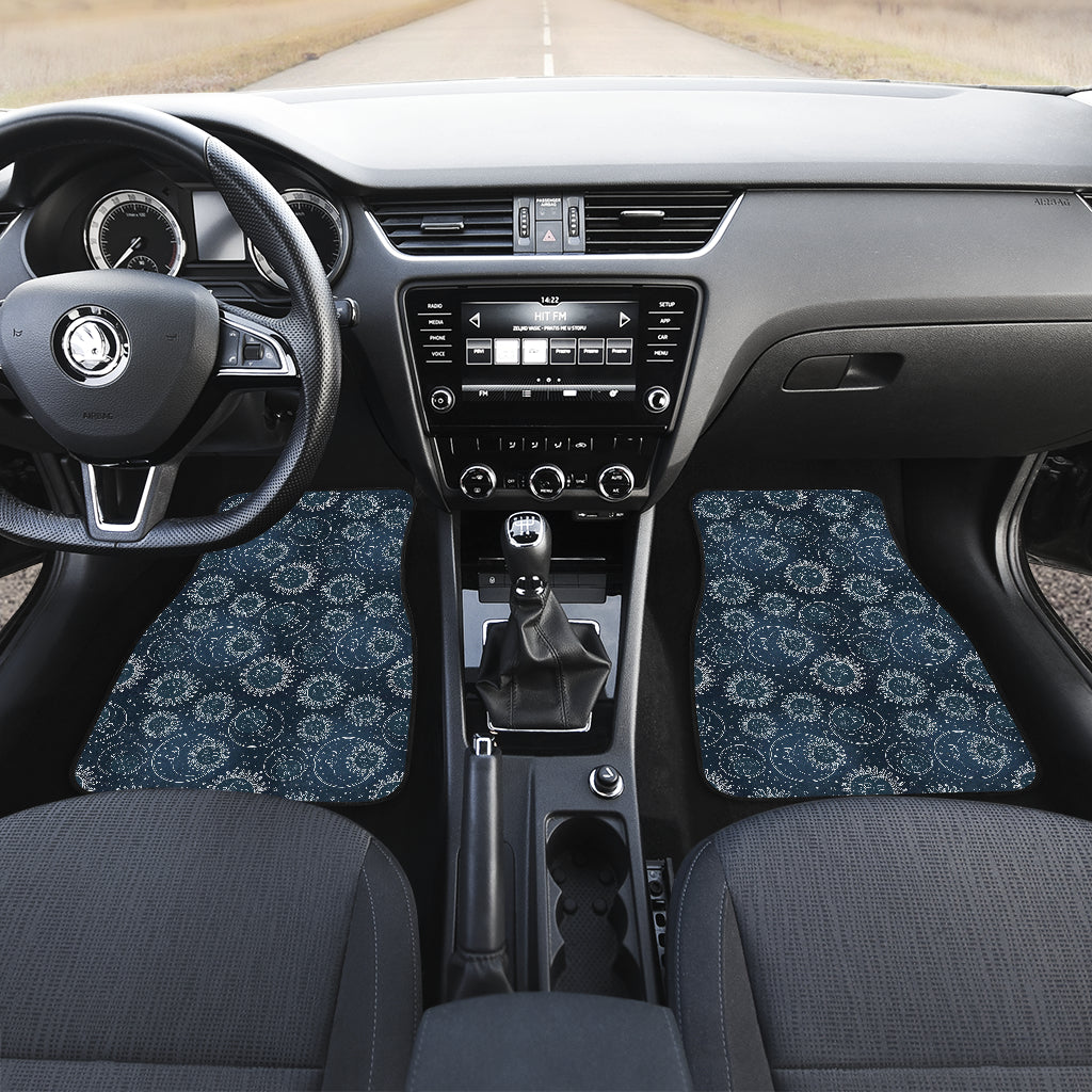Sun Moon Tattoo Design Themed Print Car Floor Mats Front Back