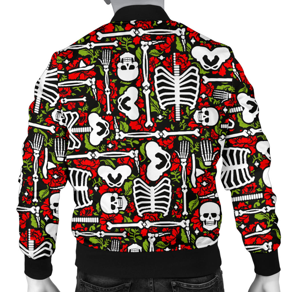 Skeleton Pattern Print Men Bomber Jacket