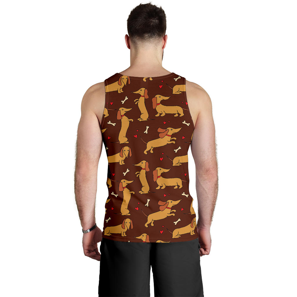 Dachshund Happy Print Pattern Men Tank Top