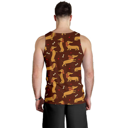 Dachshund Happy Print Pattern Men Tank Top