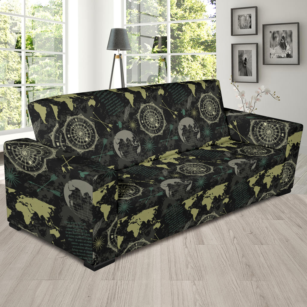 World Map Print Design LKS303 Sofa Slipcover