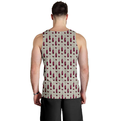 Wine Bottle Pattern Print Men Tank Top