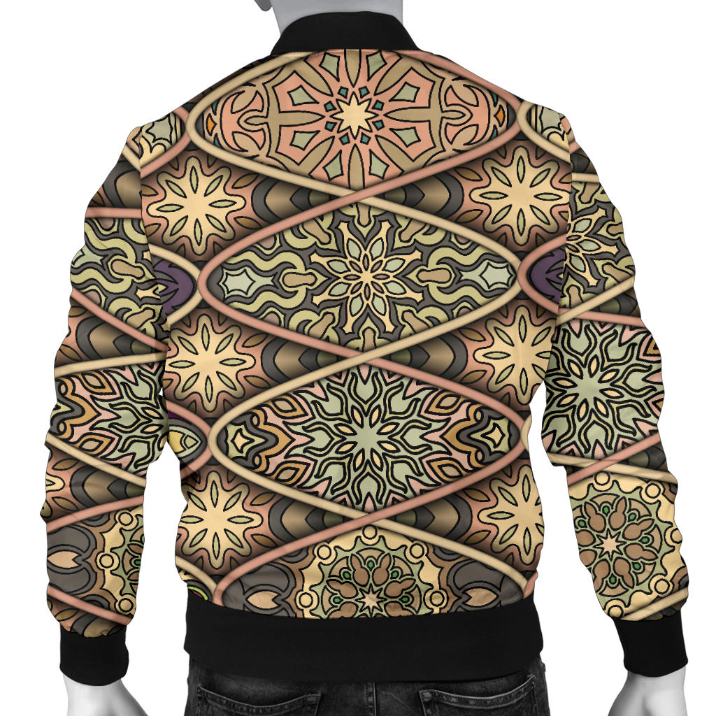 Mandala Motif Themed Design Print Men Bomber Jacket