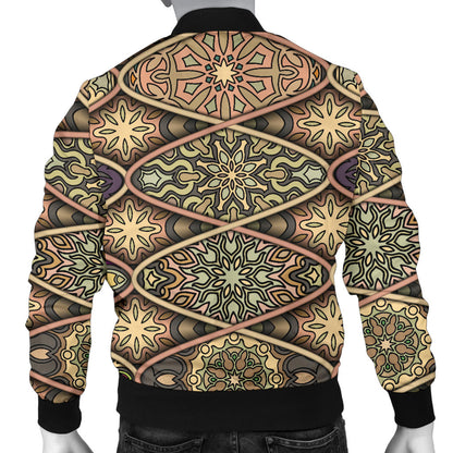 Mandala Motif Themed Design Print Men Bomber Jacket
