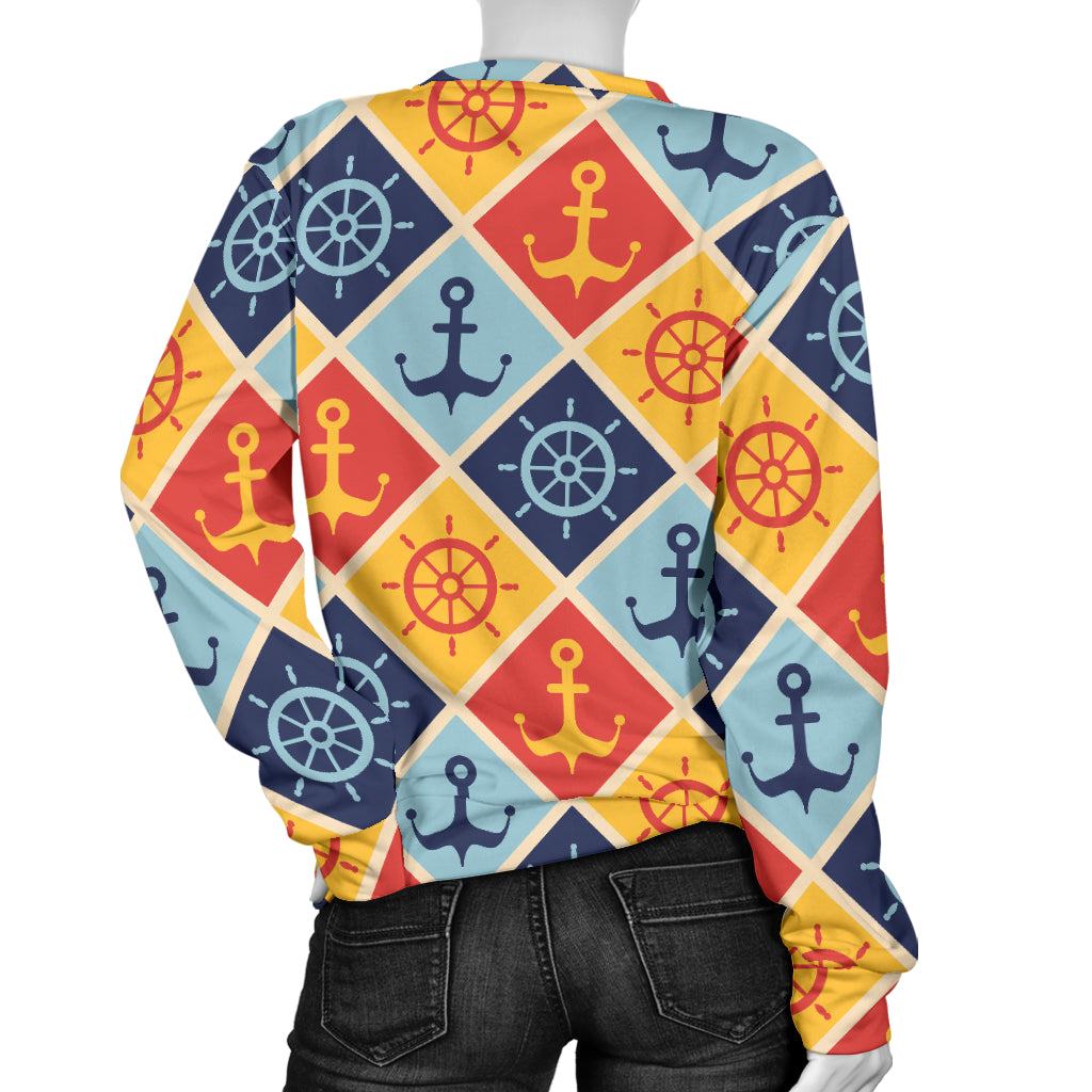 Nautical Pattern Design Themed Print Women Long Sleeve Sweatshirt