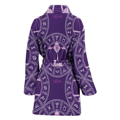 Libra Pattern Print Design 03 Women Bathrobe