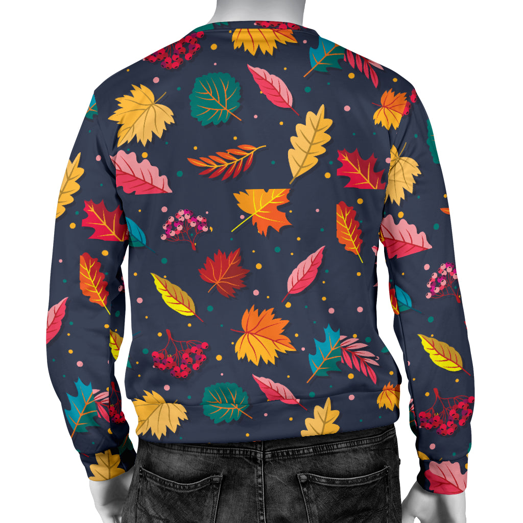 Elm Leave Colorful Print Pattern Men Long Sleeve Sweatshirt