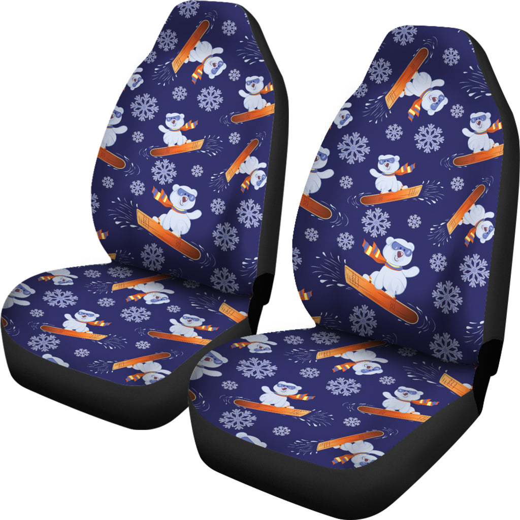 Snowboard Bear Print Design LKS305 Car Seat Covers
