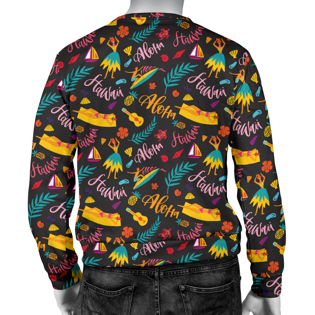 Aloha Hawaii Summer Design Themed Print Men Long Sleeve Sweatshirt