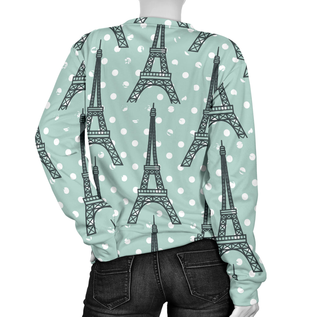 Eiffel Tower Polka Dot Print Women Long Sleeve Sweatshirt