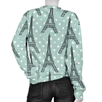 Eiffel Tower Polka Dot Print Women Long Sleeve Sweatshirt