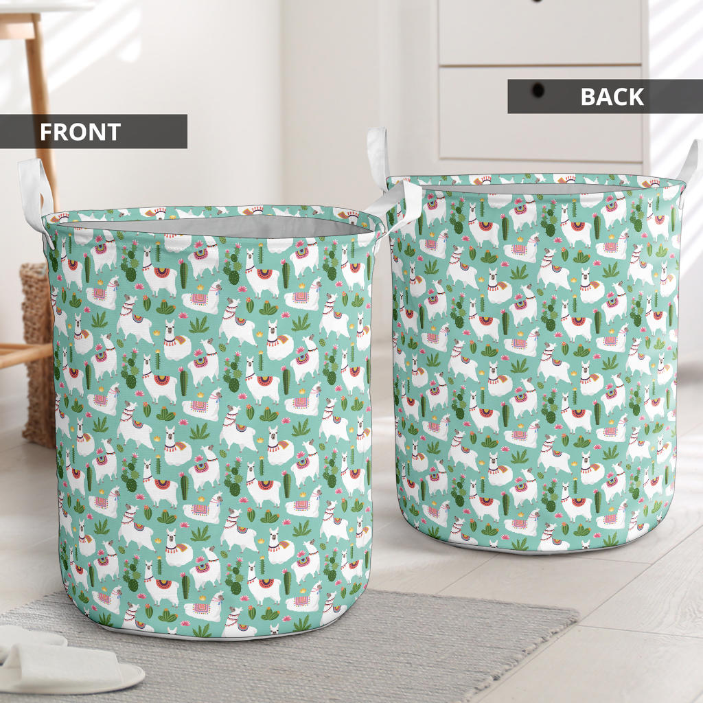 Llama with Cactus Themed Print Laundry Basket