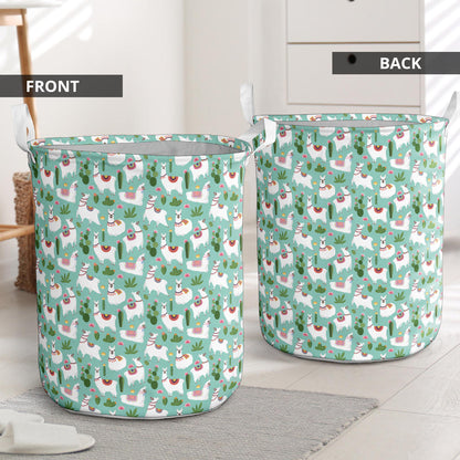 Llama with Cactus Themed Print Laundry Basket