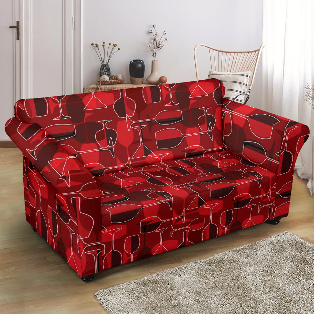 Wine Glass Print Design LKS301 Loveseat Couch Slipcover