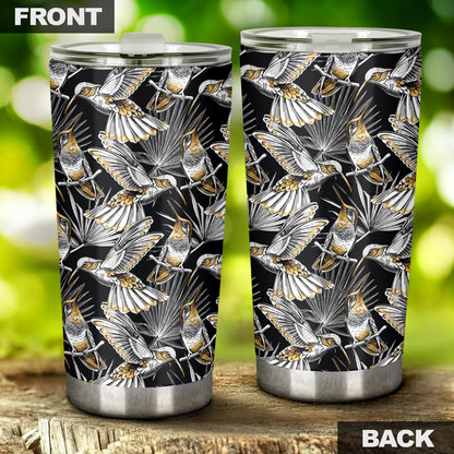 Hummingbird Gold Design Themed Print Tumbler