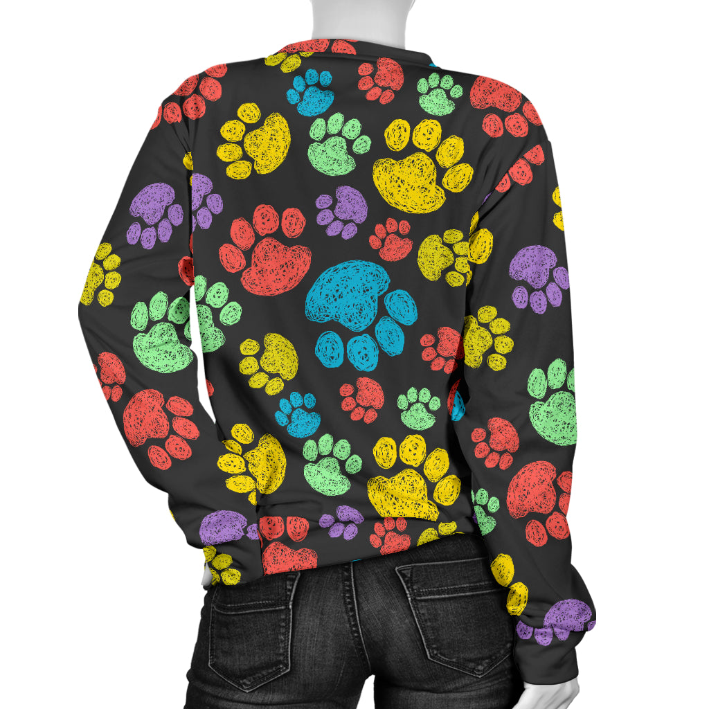 Paw Colorful Print Women Long Sleeve Sweatshirt