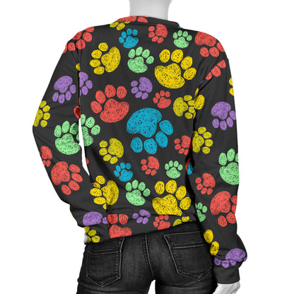 Paw Colorful Print Women Long Sleeve Sweatshirt