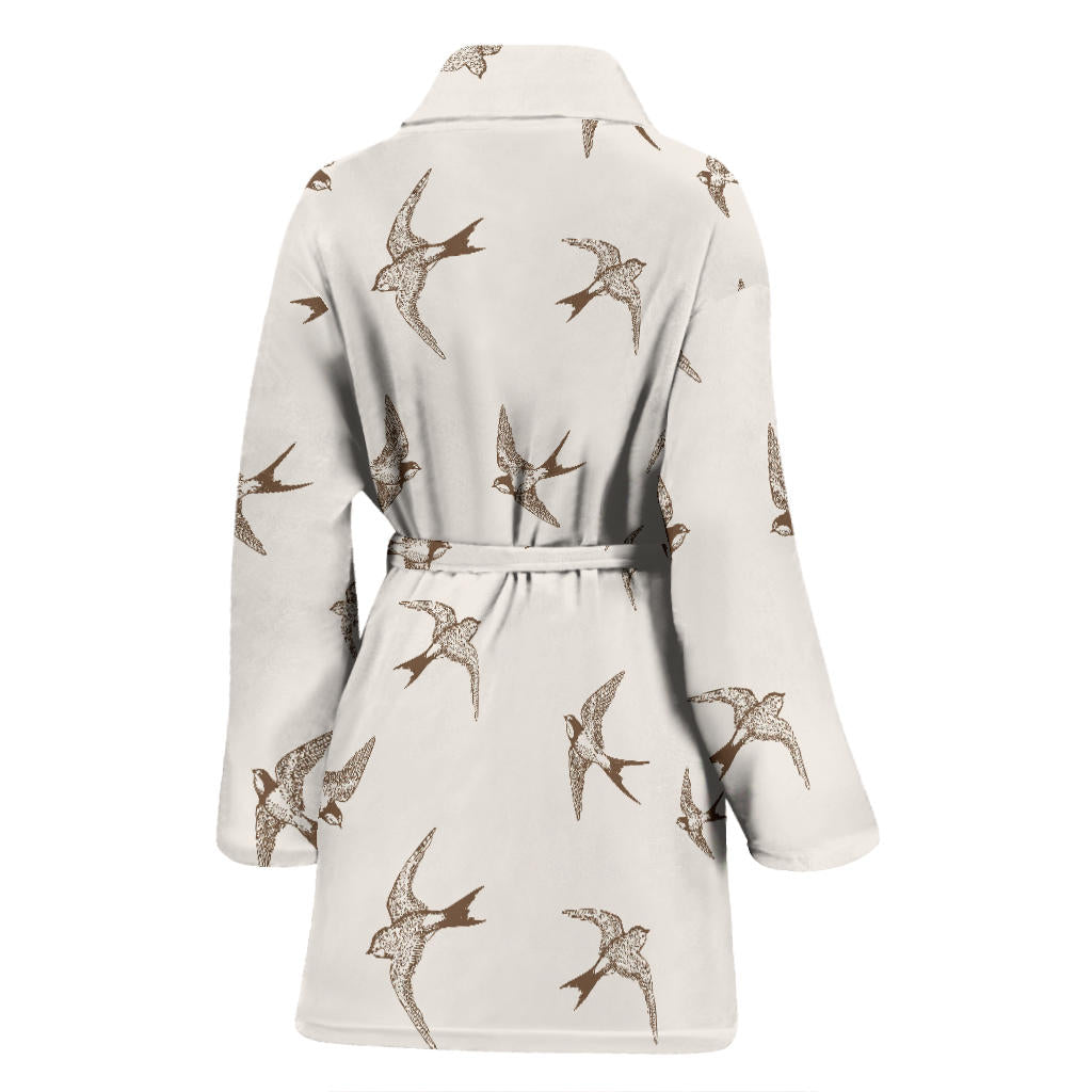 Swallow Bird Pattern Print Design 01 Women Bathrobe