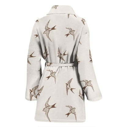 Swallow Bird Pattern Print Design 01 Women Bathrobe
