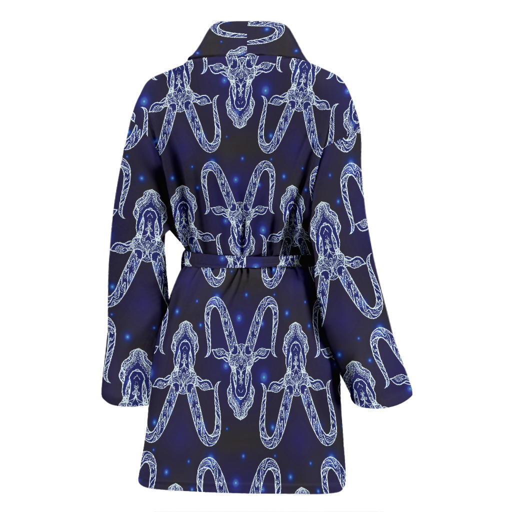 Capricorn Zodiac Pattern Print Design 03 Women Bathrobe