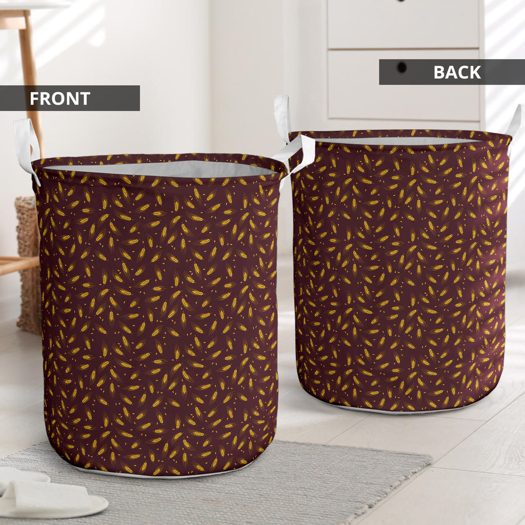 Agricultural Gold Wheat Print Pattern Laundry Basket