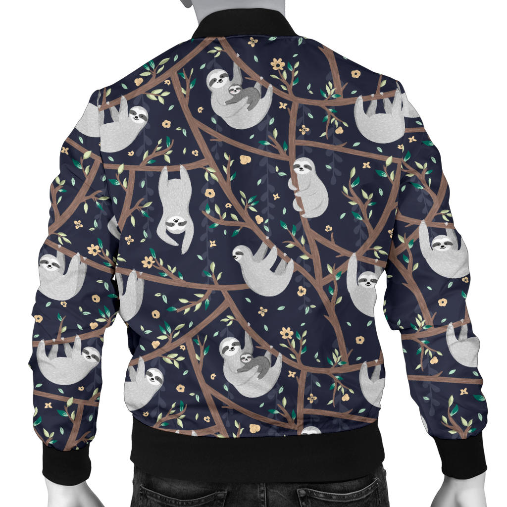 Sloth Happy Design Themed Print Men Bomber Jacket
