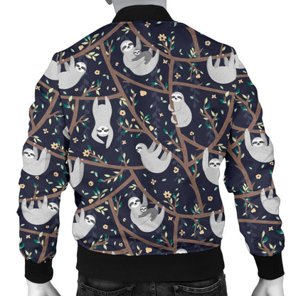 Sloth Happy Design Themed Print Men Bomber Jacket