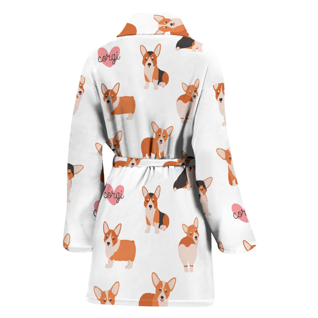 Cardigan Welsh Corgis Pattern Print Design 02 Women Bathrobe