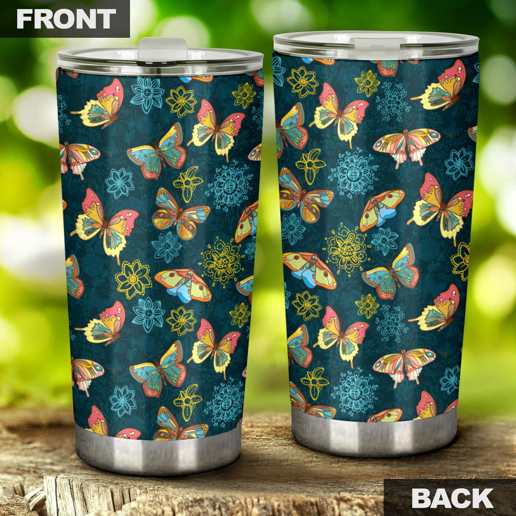 Butterfly Hand Draw Print Pattern Tumbler