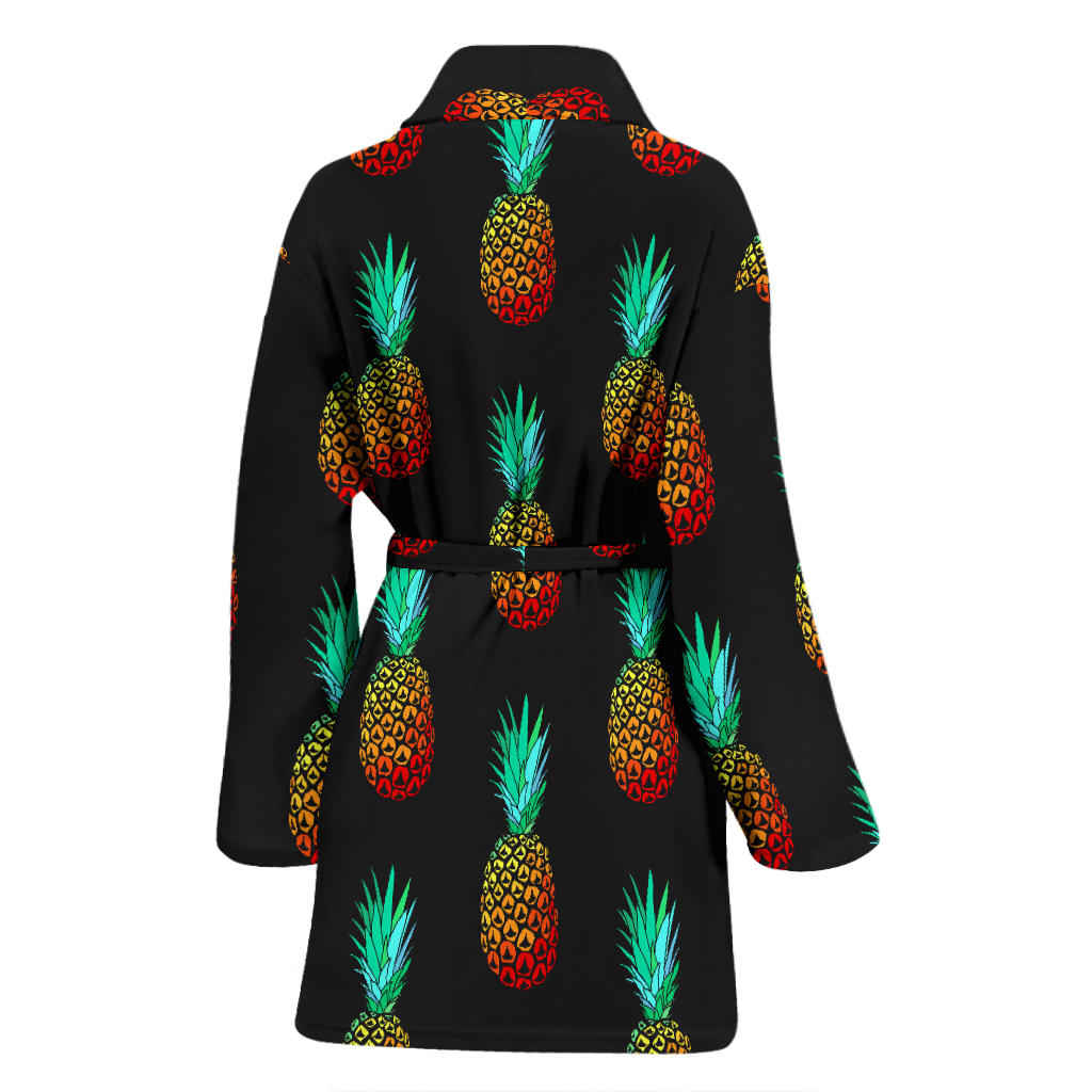 Pineapple Pattern Print Design A05 Women Bathrobe