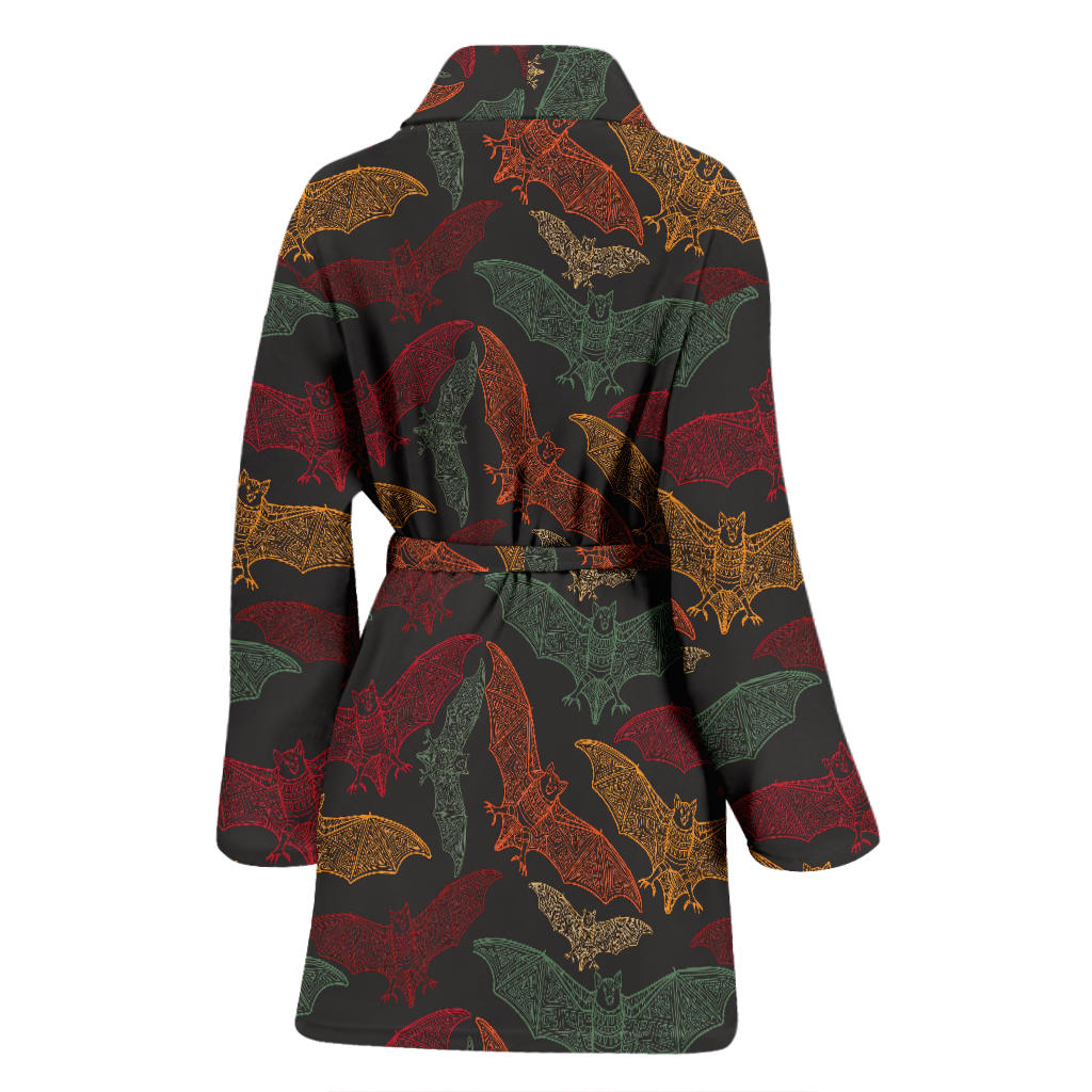 Bat Tribal Pattern Print Design 03 Women Bathrobe