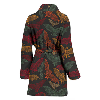 Bat Tribal Pattern Print Design 03 Women Bathrobe