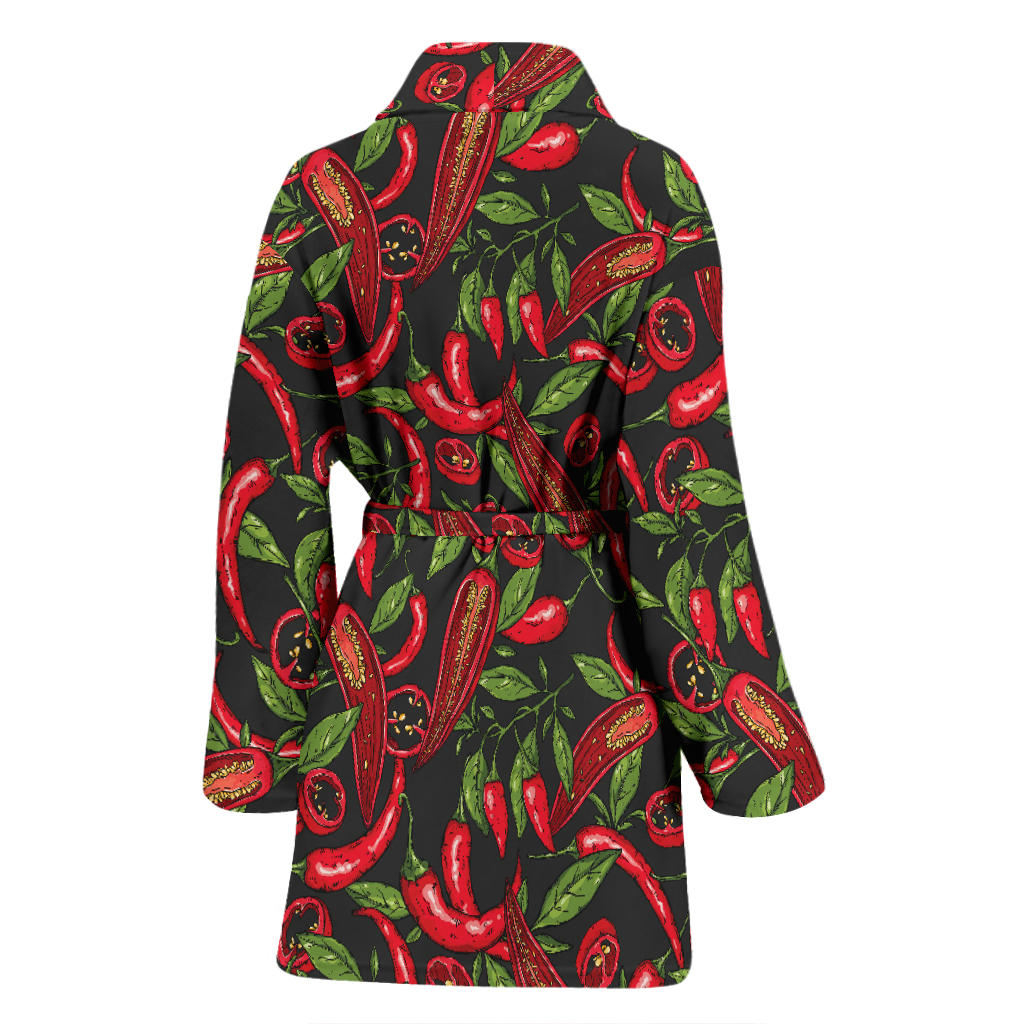 Chilli Pepper Pattern Print Design 02 Women Bathrobe