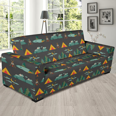 Camping Tent Pattern Print Design 03 Sofa Slipcover