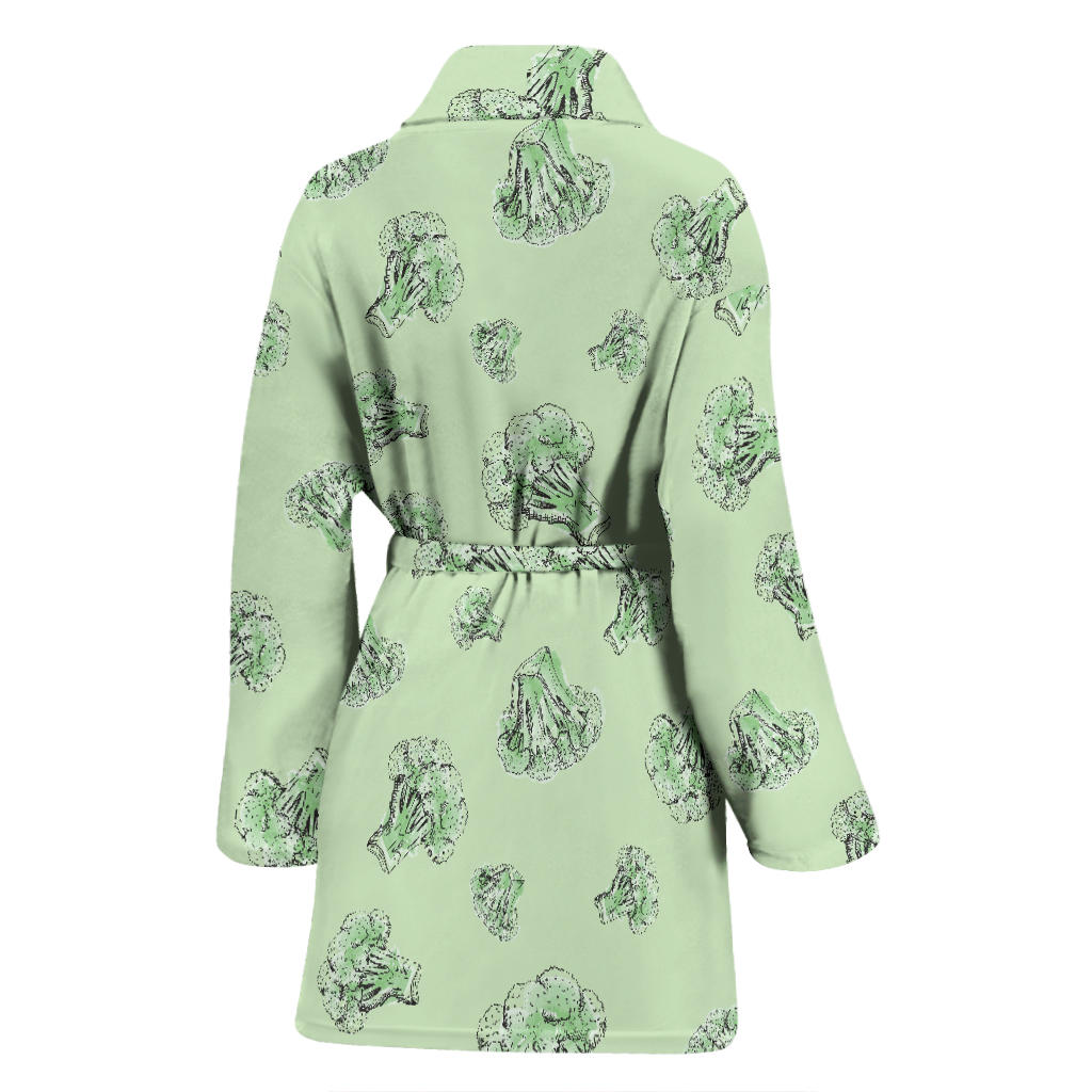 Broccoli Pattern Print Design 05 Women Bathrobe