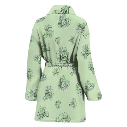 Broccoli Pattern Print Design 05 Women Bathrobe