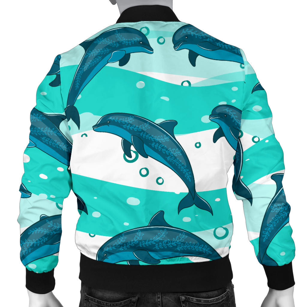 Dolphin Design Print Pattern Men Bomber Jacket