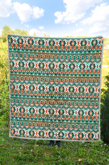 Indian Navajo Ethnic Themed Design Print Quilt Bedspread