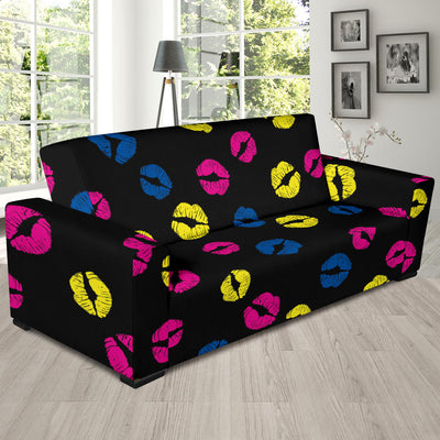 Lip Neon Color Pattern Print Design 01 Sofa Slipcover