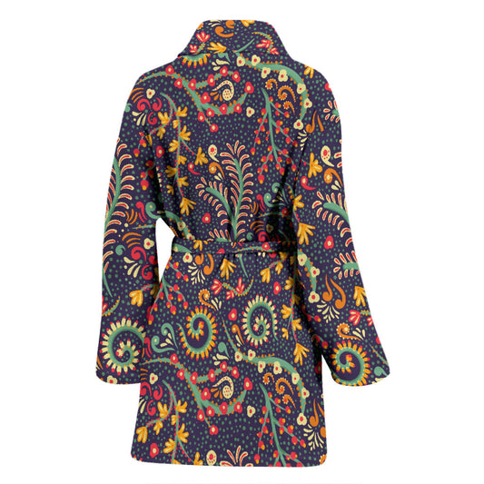 Bohemian Pattern Print Design 08 Women Bathrobe